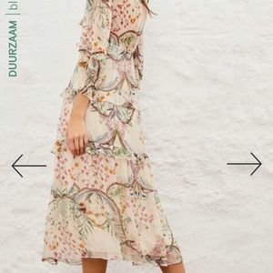 BA&SH cream and floral midi dress with original slip. XS